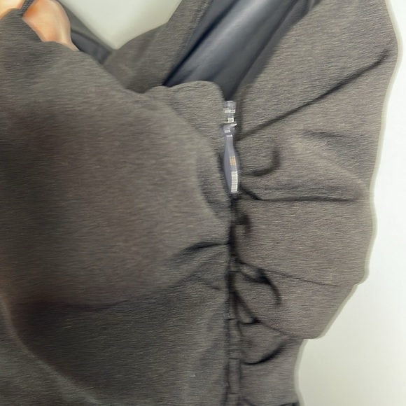 Abercrombie & Fitch NWT Ruched Front Cutout Asymmetrical Midi Dress Black Size M - Picture 8 of 15